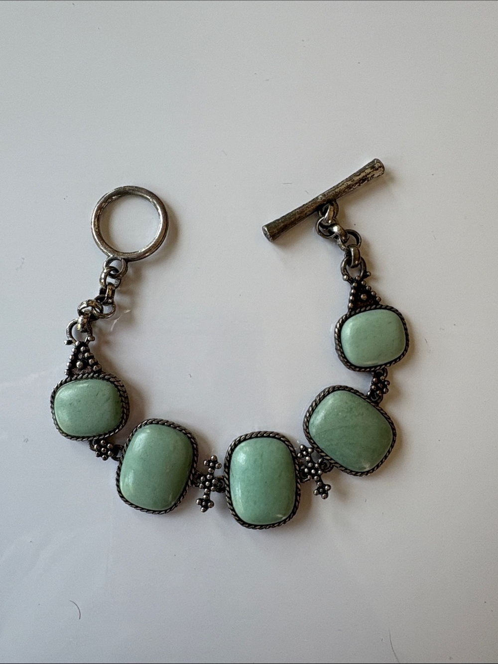 Lucky Brand Light Green Stone Toggle Bracelet